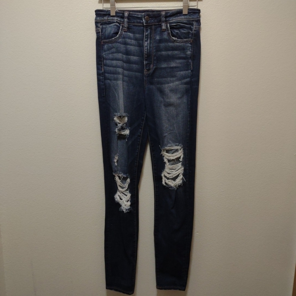American Eagle Distressed Highest Rise Jegging 8 Long